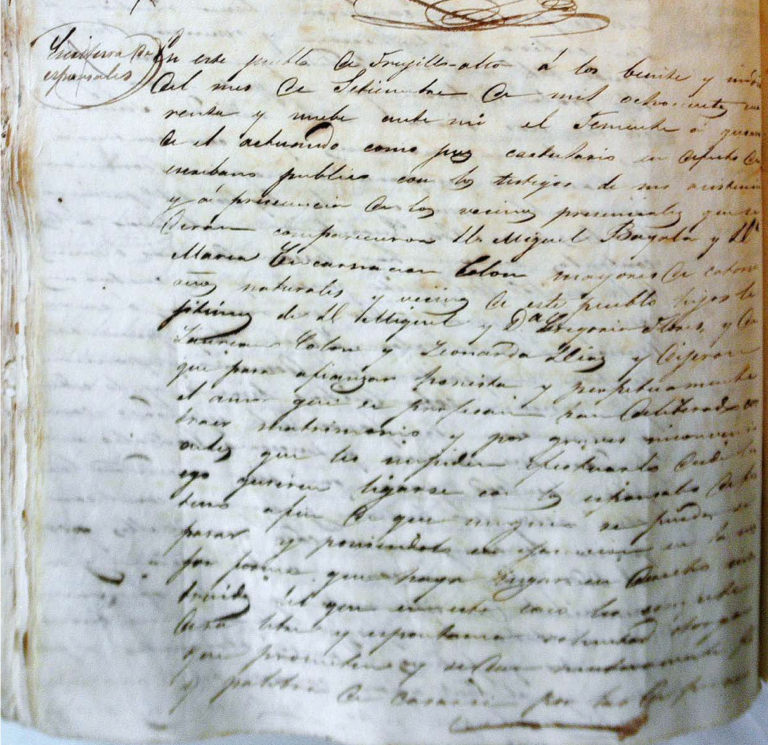 Miguel Bayala Flores – Marriage Contract in Trujillo Alto